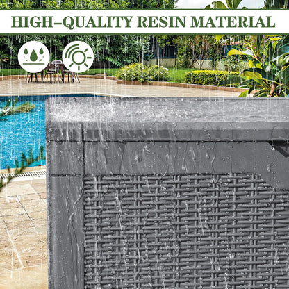 Greesum Outdoor Storage Box 31 Gallon Storage Box with Lid for Patio Furniture, Garden Tools, Pool Supplies, Waterproof and UV Resistant, Lockable, Dark Black