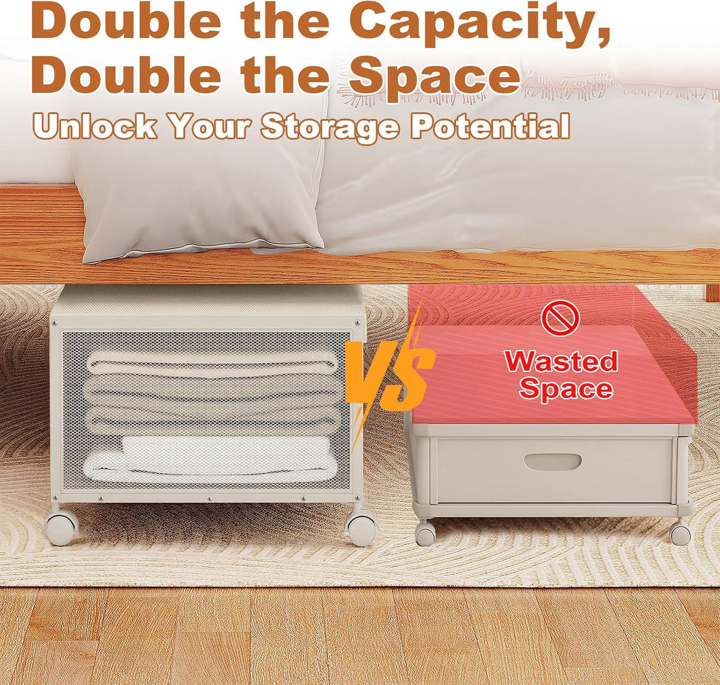 2 Pack Under the Bed Storage Containers,10 inch Height Under Bed Shoe Storage,31inch Long Underbed Storage with Wheels,Large Rolling under bed Clothes Storage Drawers with Lid for Dorm Tall ,Black