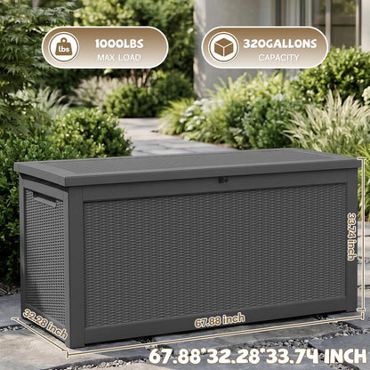 EasyUp 35 Gallon Outdoor Storage Box, Outdoor Deck Boxes for Garden Tools Equipment,Cushions and Patio Storage,Lockable and Resin,Easy to Install(Black)