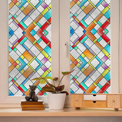 SUNBABY Reeded Glass Window Privacy Film, Frosted Glass Window Film for Bathroom & Front Door, Static Cling Decorative 3D Window Stickers Day and Night Privacy Sun Heat Blocking (17.5 x 78.7 Inch)