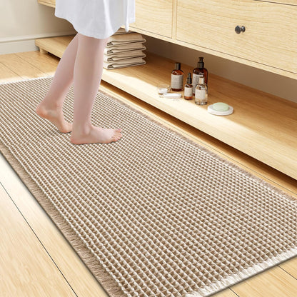 Smiry Waffle Bath Mat 30x20, Extra Soft Absorbent Bathroom Rugs, Non Slip Machine Washable Quick Dry Bath Rugs for Bathroom Floor, Tub, Shower, Home Decor Accessories, Brown