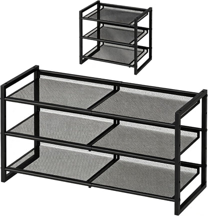 Garden 4 you Shoe Rack - Expandable Shoe Organizer for Closet, Metal Shoe Shelf Organizer, Stackable Adjustable Shoe Storage Shelf for Entryway, Garage, Door Entrance (2-Tier)