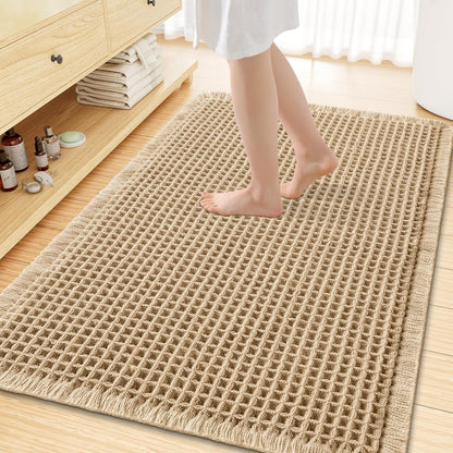 Smiry Waffle Bath Mat 30x20, Extra Soft Absorbent Bathroom Rugs, Non Slip Machine Washable Quick Dry Bath Rugs for Bathroom Floor, Tub, Shower, Home Decor Accessories, Brown