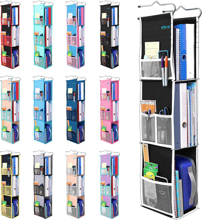 ABRA® 3 Shelf Hanging Locker Organizer for School, Gym, Work, Storage | Deep Shelves 6”x 9”| Eco-Friendly Fabric Healthy for Children | Adjustable School Locker Shelf 3 to 2 Shelves (Pink)