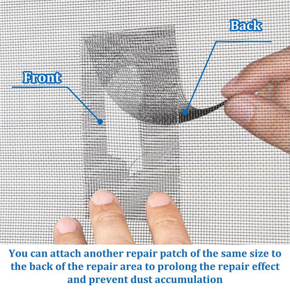 Window Screen Repair Tape 2 in x 40 FT Fiberglass Strong Adhesive Screen Patch, Waterproof Mesh Repair Kit for Window & Door Screen Holes Tears - Black