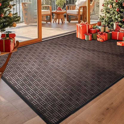 Mibao Front Door Mat, Heavy Duty Durable Welcome Mat for Outdoor Indoor, Dirt Trapper Waterproof Super Absorbent Door Mat for Entryway Outside Patio Porch, 29.5" x 17", Grey