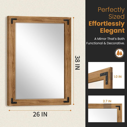 TRAHOME Full Length Mirror with Wooden Frame, 56"X22" Solid Wood Standing Floor Mirror for Farmhouse, Bathroom, Bedroom Decor, Hanging or Leaning Wall-Mounted