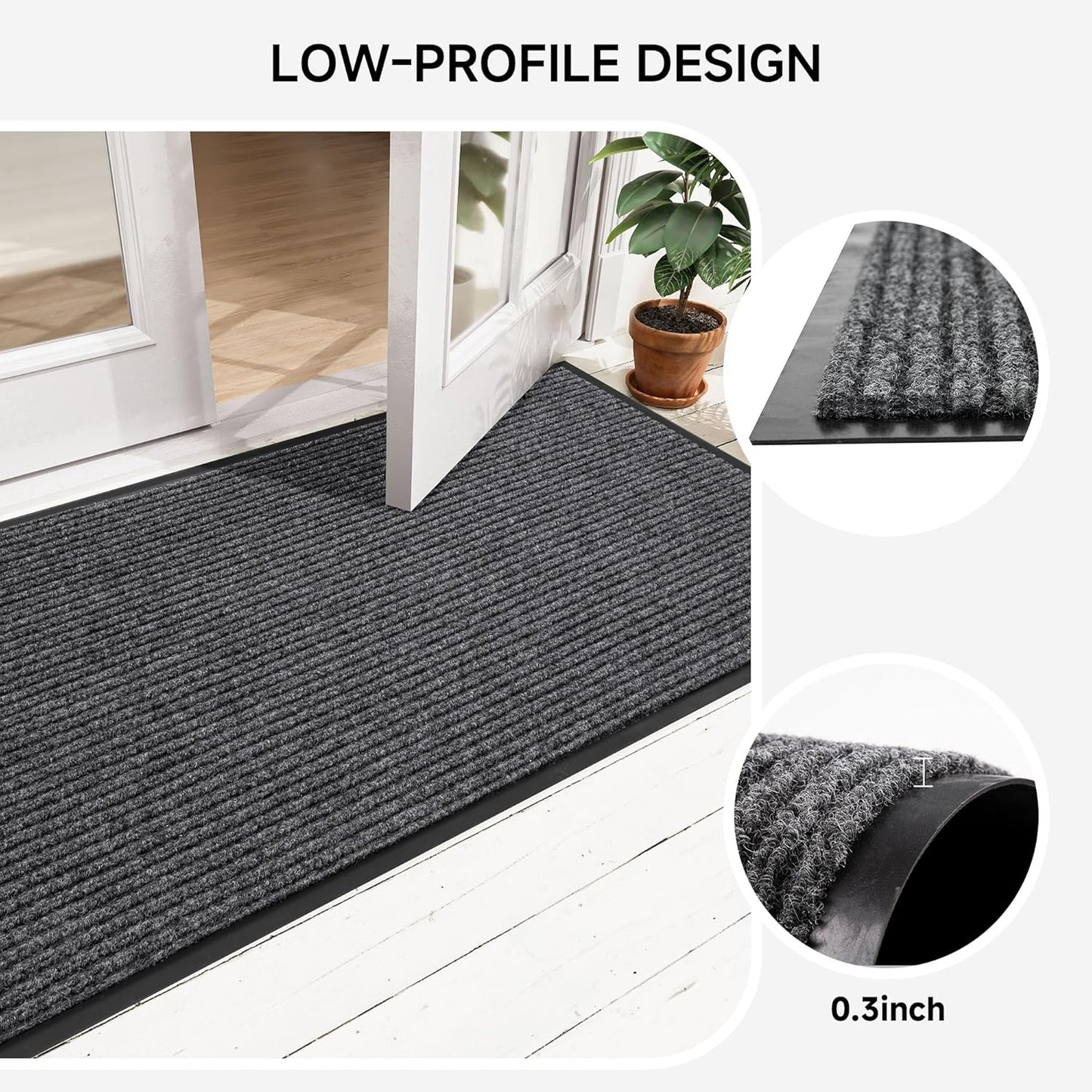 100pointONE Durable Front Door Mat, Heavy Duty Indoor Outdoor Doormat, 48” x 36” Low Profile Outdoor Mats for Home Entrance, Stain and Fade Resistant Shoe Scraper Mat, Ideal for High Traffic Area