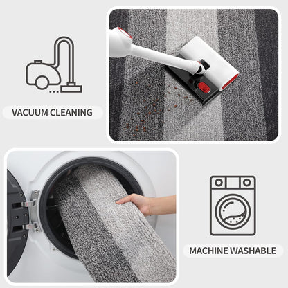 Kitinjoy Indoor Outdoor Door Mat, 32x20 Non-Slip Absorbent Dirt Trapper, Low-Profile Washable Inside Entrance Front Floor Mat, Sturdy Soft Entry Doormats for Entryway, Grey