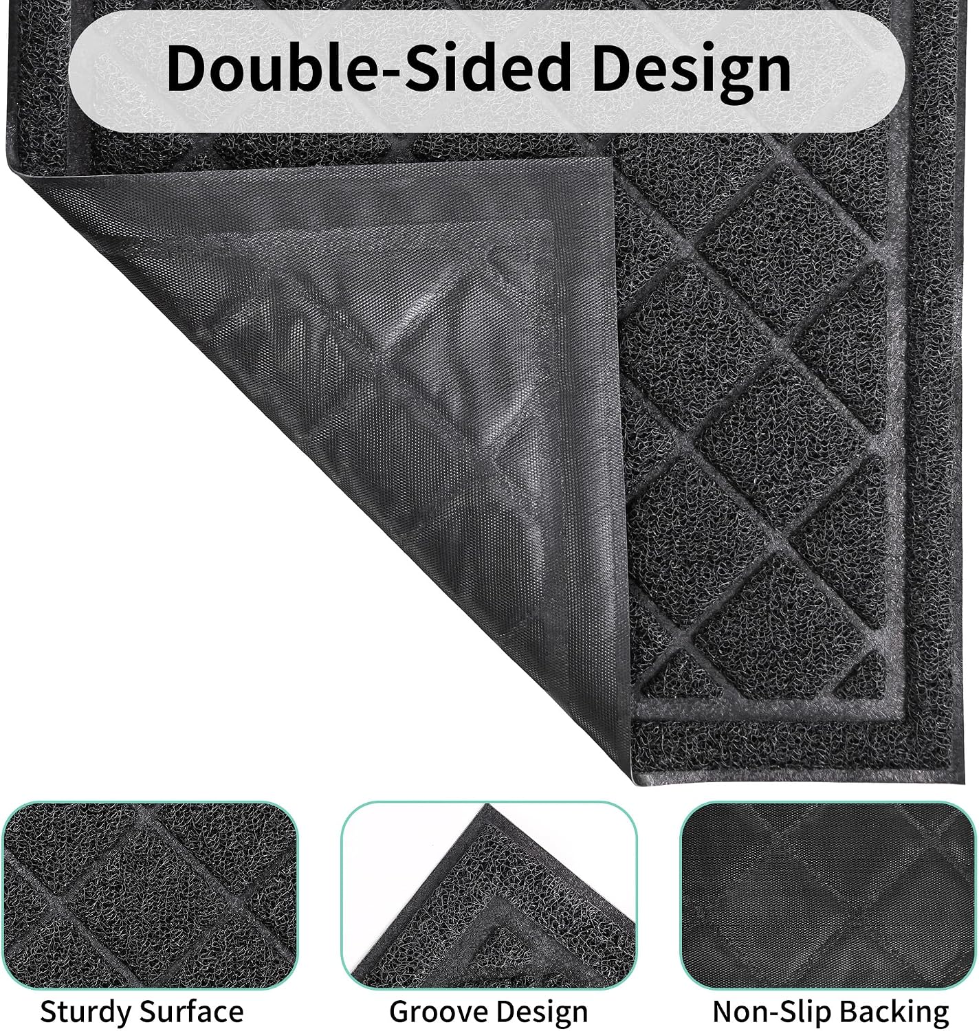 Front Door Mat Indoor Outdoor, 48" x 36" Non Slip Welcome Doormat for Entryway, Heavy Duty Low Profile Entrance Rug for High Traffic Areas, Patio, Outside Entry, Yard, Porch Waterproof
