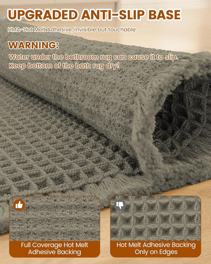 Smiry Waffle Bath Mat 30x20, Extra Soft Absorbent Bathroom Rugs, Non Slip Machine Washable Quick Dry Bath Rugs for Bathroom Floor, Tub, Shower, Home Decor Accessories, Brown