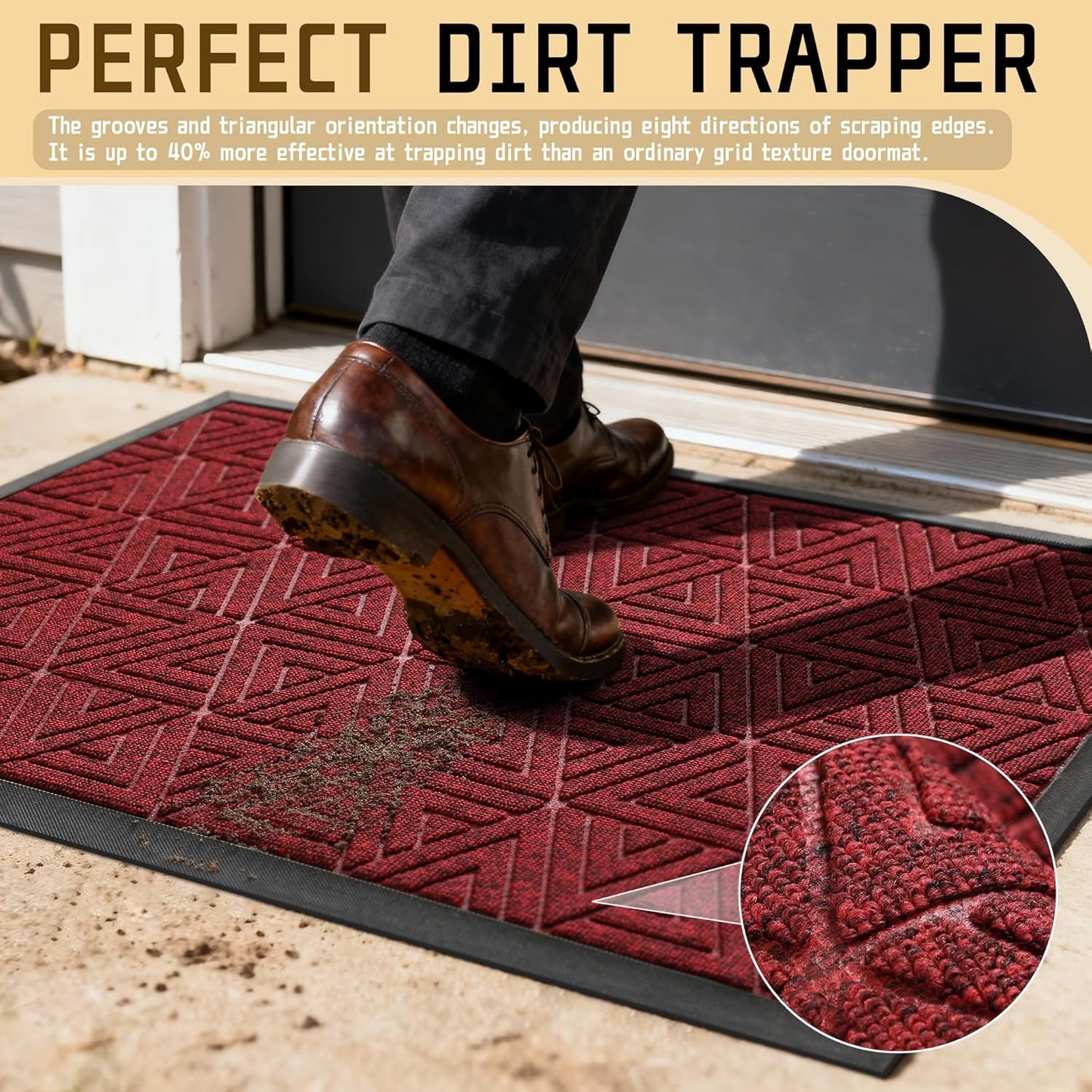 Yimobra Front Door Mat Outside Entrance 29.5x17, Waterproof Heavy Duty Outdoor Mats for Front Door, Non Slip Rubber Entry Mat for Garage Patio Indoor, Grey