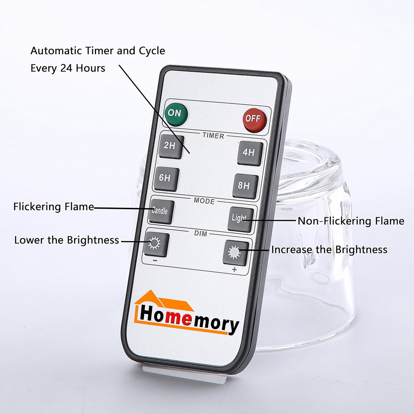 Homemory 9" x 3" Flameless Candles Battery Operated, Flickering LED Pillar Candles with Timers and 2 Remote Controls, Indoor Only, Flat Top, Ivory White Wax, Set of 2