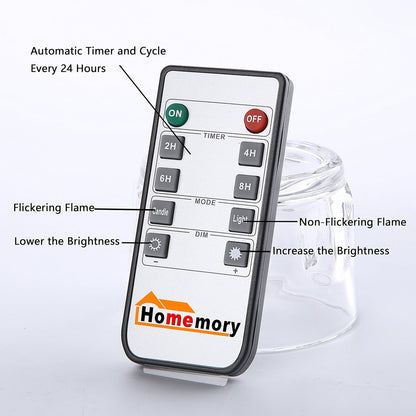 Homemory 9" x 3" Flameless Candles Battery Operated, Flickering LED Pillar Candles with Timers and 2 Remote Controls, Indoor Only, Flat Top, Ivory White Wax, Set of 2