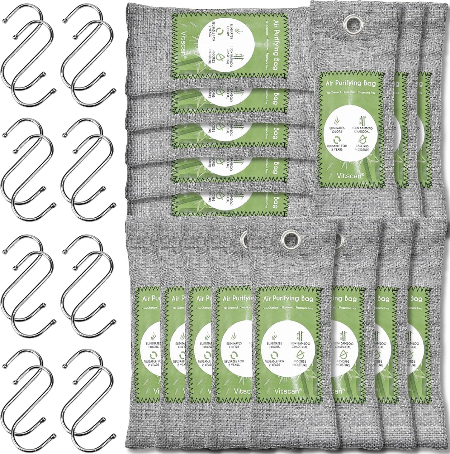 6 Pack Bamboo Charcoal Air Purifying Bag, Activated Charcoal Bags Odor Absorber, Moisture Absorber, Natural Car Air Freshener, Shoe Deodorizer, Odor Eliminators For Home, Pet, Closet