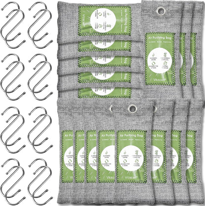 6 Pack Bamboo Charcoal Air Purifying Bag, Activated Charcoal Bags Odor Absorber, Moisture Absorber, Natural Car Air Freshener, Shoe Deodorizer, Odor Eliminators For Home, Pet, Closet