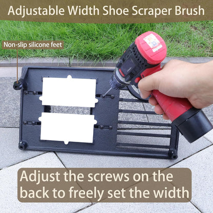 Heavy Duty Boot Scraper Brush with Removable Tray - Adjustable Extra Wide Shoe Scrubber for Indoor & Outdoor - Mud, Dirt & Snow Cleaner for Garage, Garden & Farm