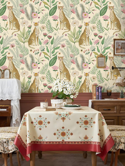 Floralplus Peel and Stick Wallpaper Leopard Jungle Removable Wallpaper for Bathroom Renter Friendly Wallpapers Self Adhesive Animal Floral Contact Paper for Accent Wall 17.5 x 118 in
