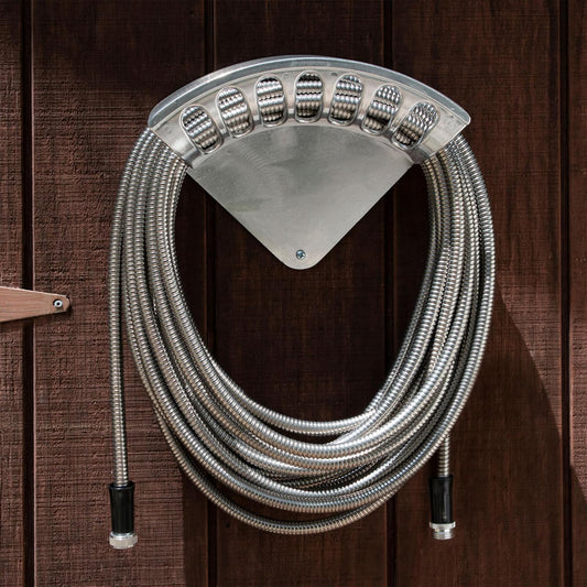 Hose Holder - Heavy Duty Aluminum Water Hose Hanger Wall Mount - Garden Hose Reel for 200ft 1/2" Hoses - Water Hose Holder - Hose Rack for Outside by Kings County Tools
