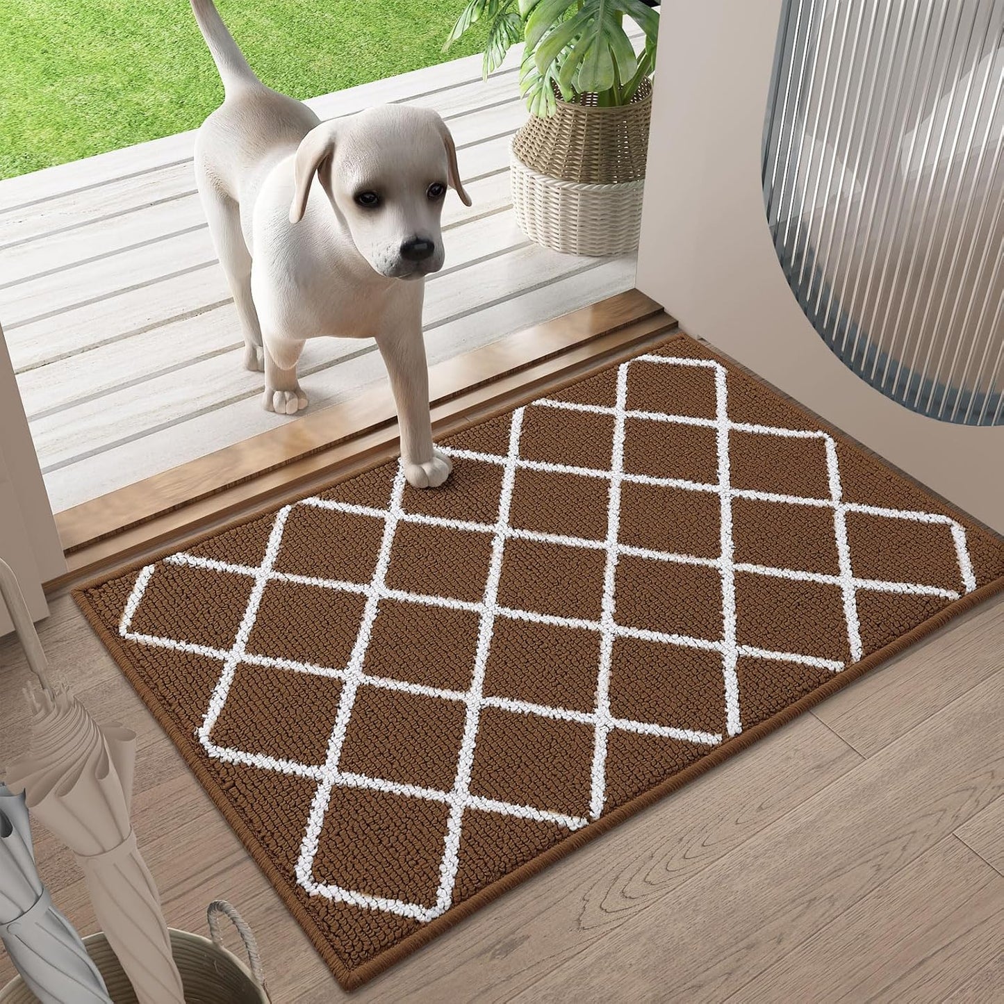 Finchitty Indoor Door Mat, Dirt Resistant and Absorbent, Low-Profile, Non-Slip, Washable Inside Floor Mats for Front Door, Back, and Entrance, 32" x 20", Grey