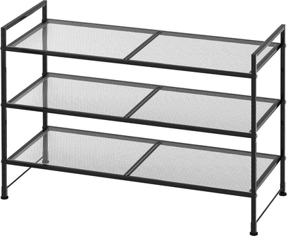 Simple Houseware 3-Tier Stackable Shoes Rack Storage Shelf, Black