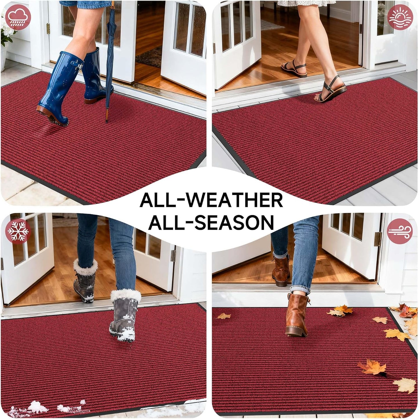 100pointONE Durable Front Door Mat, Heavy Duty Indoor Outdoor Doormat, 48” x 36” Low Profile Outdoor Mats for Home Entrance, Stain and Fade Resistant Shoe Scraper Mat, Ideal for High Traffic Area