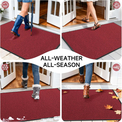 100pointONE Durable Front Door Mat, Heavy Duty Indoor Outdoor Doormat, 48” x 36” Low Profile Outdoor Mats for Home Entrance, Stain and Fade Resistant Shoe Scraper Mat, Ideal for High Traffic Area