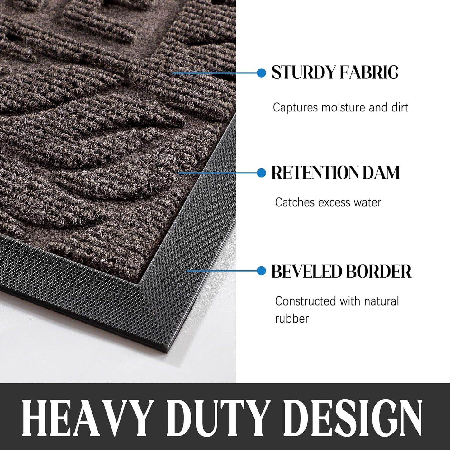 Yimobra Welcome Mat Outdoor 29.5x17, Waterproof Non-Slip Outdoor Mats for Front Door Outside Entrance, Low-Profile Entryway Mat Indoor for Garage Patio, Black
