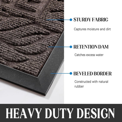 Yimobra Welcome Mat Outdoor 29.5x17, Waterproof Non-Slip Outdoor Mats for Front Door Outside Entrance, Low-Profile Entryway Mat Indoor for Garage Patio, Black