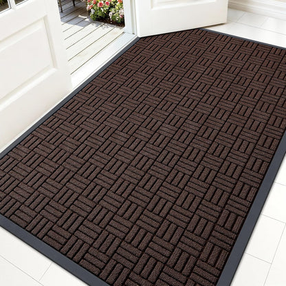 OLANLY Front Door Mat Outside Entrance 29.5x17, Absorbent, Heavy Duty Sturdy Natural Rubber Doormat Indoor Outdoor, Stain and Fade Resistant, Non-Slip Backing Low Profile Floor Mat for Entryway, Grey