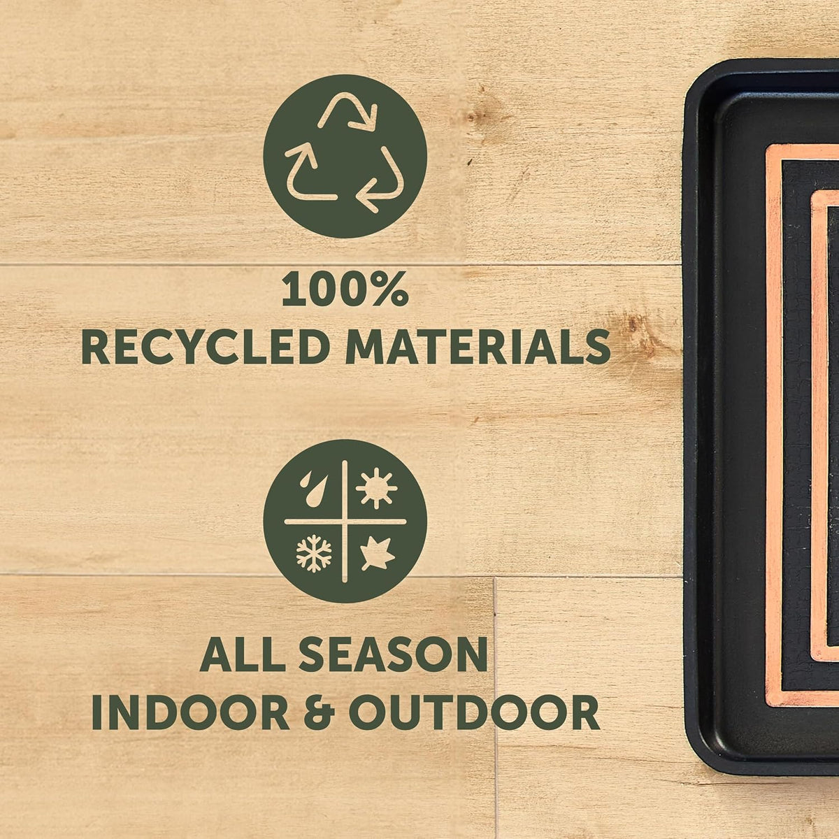 Eddie Bauer Rubber Boot Tray – Lake Waves Design, 16"x32", Black – Waterproof Entryway Boot Mat