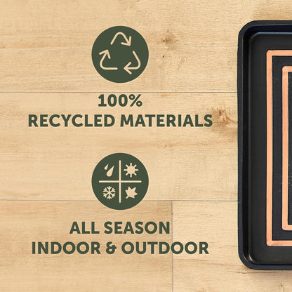 Eddie Bauer Rubber Boot Tray – Lake Waves Design, 16"x32", Black – Waterproof Entryway Boot Mat