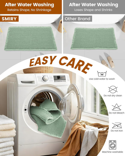Smiry Waffle Bath Mat 30x20, Extra Soft Absorbent Bathroom Rugs, Non Slip Machine Washable Quick Dry Bath Rugs for Bathroom Floor, Tub, Shower, Home Decor Accessories, Brown