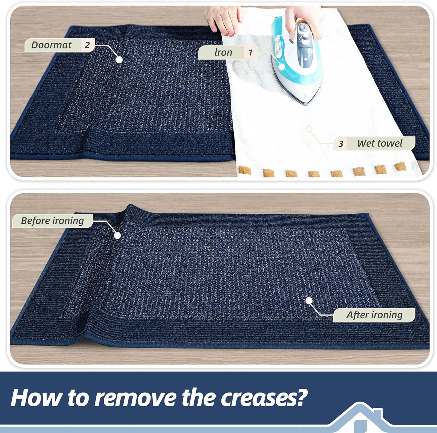 BEQHAUSE Indoor Door Mat 20" x 32", Dirt Trapper Door Mats Non-Slip Entryway Rugs Washable, Resist Dirt Absorbent Welcome Mat, Low Profile Floor Mats for Front Back Door and Entryway, Taupe