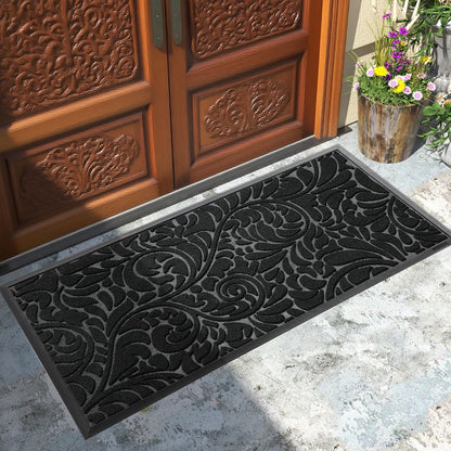 Yimobra Front Door Mat Outside Entrance, Waterproof Sturdy Retro Outdoor Mat, Heavy Duty Non-Slip Doormat for Garage Patio Entryway Indoor, Easy Clean, 29.5x17, Grey