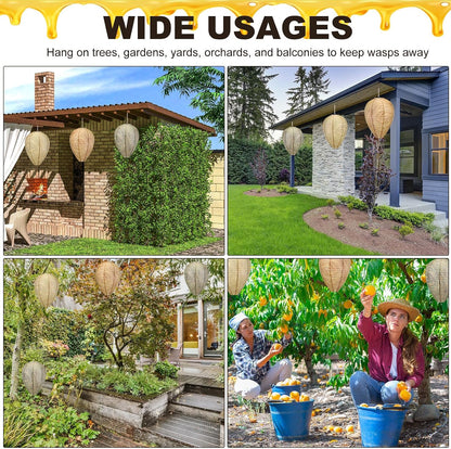 Qualirey 12 Pcs Paper Wasp Nest Hanging Decoy for Tree, Front Back Porch, Back Deck, Outdoor Home Garden, Fake Hornet Nest Waterproof Wasp Trays Repellent