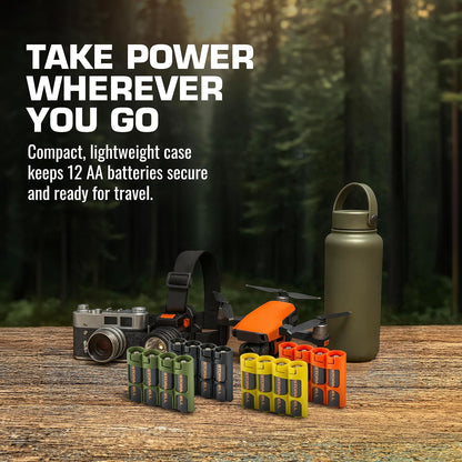 AA Battery Storage Caddy by Storacell, Black, Holds 4 Batteries (Not included)