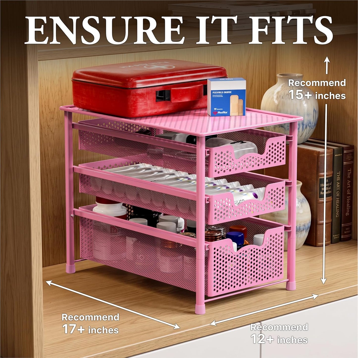Simple Houseware Stackable 2 Tier Sliding Basket Organizer Drawer, White
