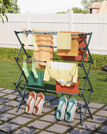 APEXCHASER Drying Rack Clothing - 3 Tier Metal Clothes Drying Rack Collapsible, Laundry Drying Rack Expandable, Small Clothe Airer for Baby Clothes Towel Bib Sock Indoor Outdoor Use(White)