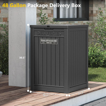 LHBGO Package Delivery Box for Outside, 48 Gallon Storage with Lockable Secure, Large Double Wall Resin Outdoor Package Delivery Waterproof Deck