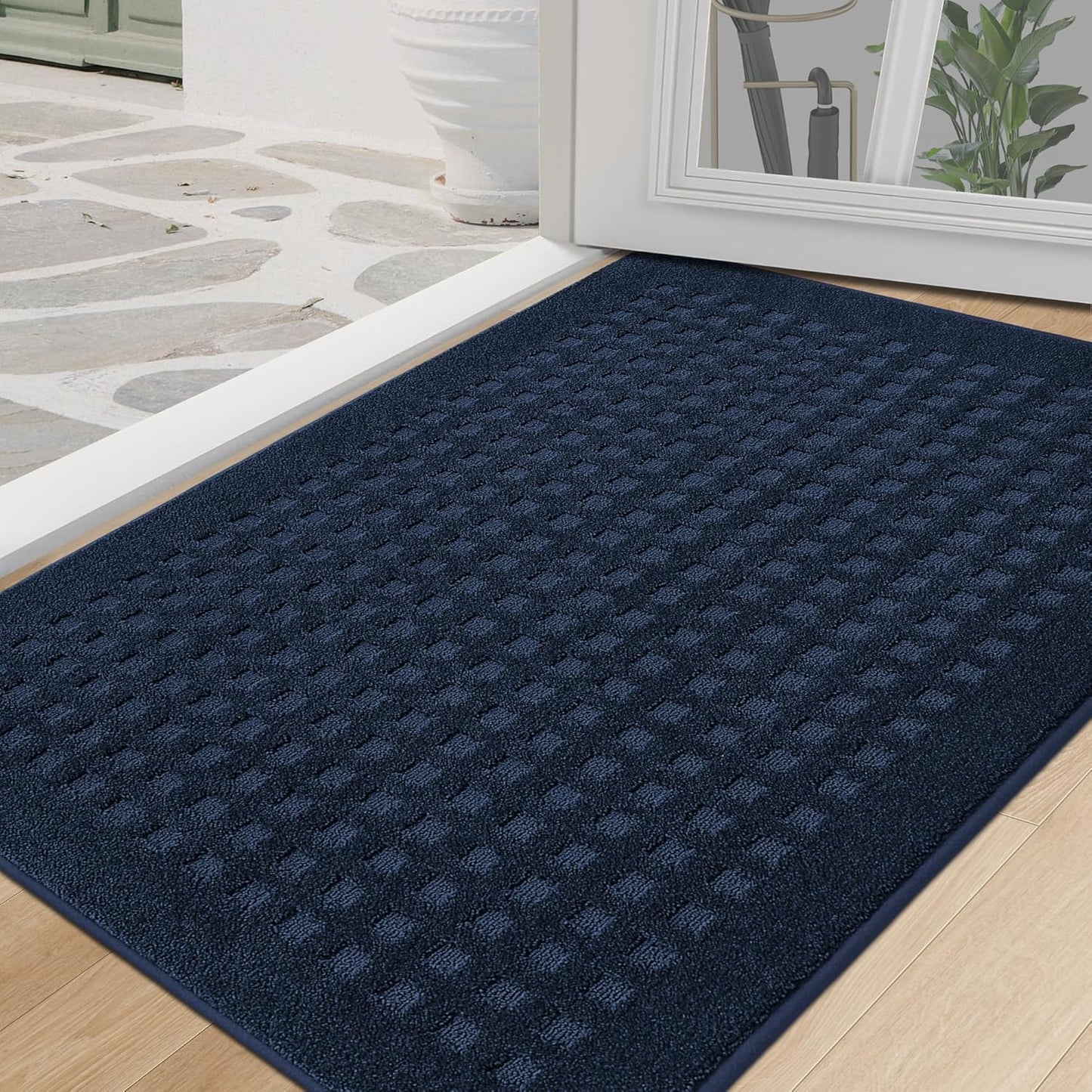 BEQHAUSE Dirt Trapper Door Mats 20"x32", Non-Slip Waffle Doormat Indoor Entrance Low-Profile, Dirt Resist and Absorbent Entryway Rugs Washable Inside Welcome Floor Mat for Front Back Door, Beige