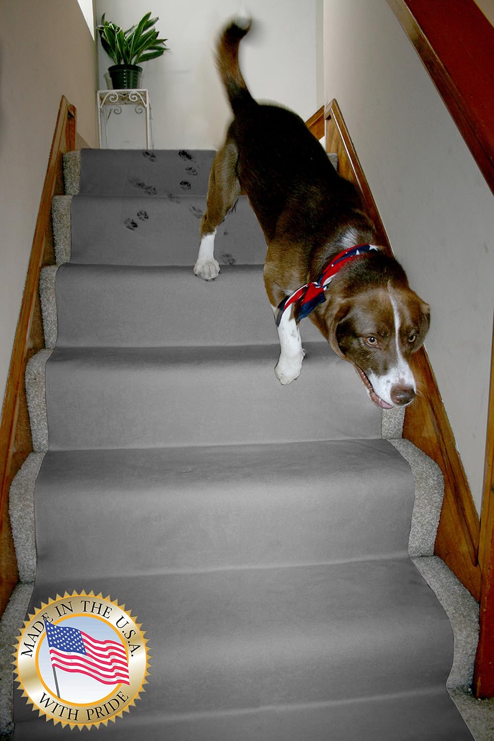 LAMINET Non-Slip Carpet & Stair Protector - Grey, 9' L x 30" W - Low-Pile, Durable, Washable Protector for Carpeted Stairs, Floors, Hallways, and High-Traffic Areas