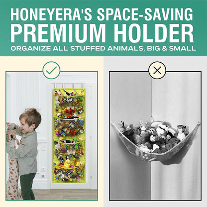 Honeyera The Original Stuffed Animal Storage (Patented) - Over Door Organizer for Stuffies, Baby Ideas Holder, Toy Plush Hammock Hanging Net Big Girls Toddler Large Bag Animals Stuffy Behind