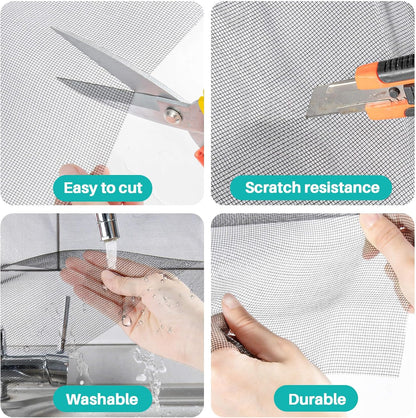Sukh 48"x118" Window Screen Mesh - Window Screen Replacement Fiberglass Porch Screen for House Window Patio Netting Repair Mosquitero para Puertas De Casa Pet Proof Screen Door Replacement Mesh（Grey）