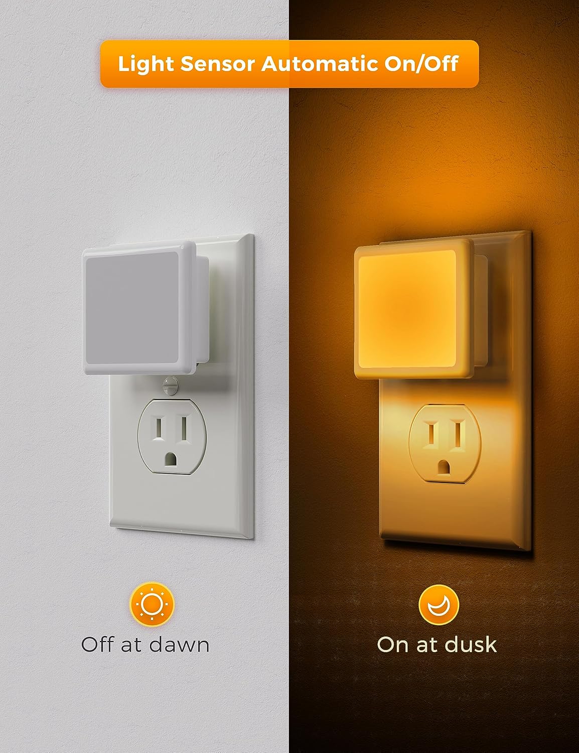 L LOHAS LED Night Light,Night Lights Plug into Wall, [6-Pack] Plug in Night Light, Dusk-to-Dawn Sensor, 3000K Soft White 0.3W Bright Nightlight Auto-On/Off for Adults Kids Bedroom Bathroom Hallway