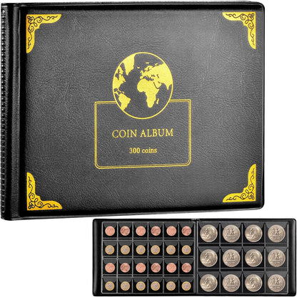 Coin Collection Supplies Holder Book for Collectors and Aptbyte Battery Organizer Storage Holder Box Case with Tester Bundle