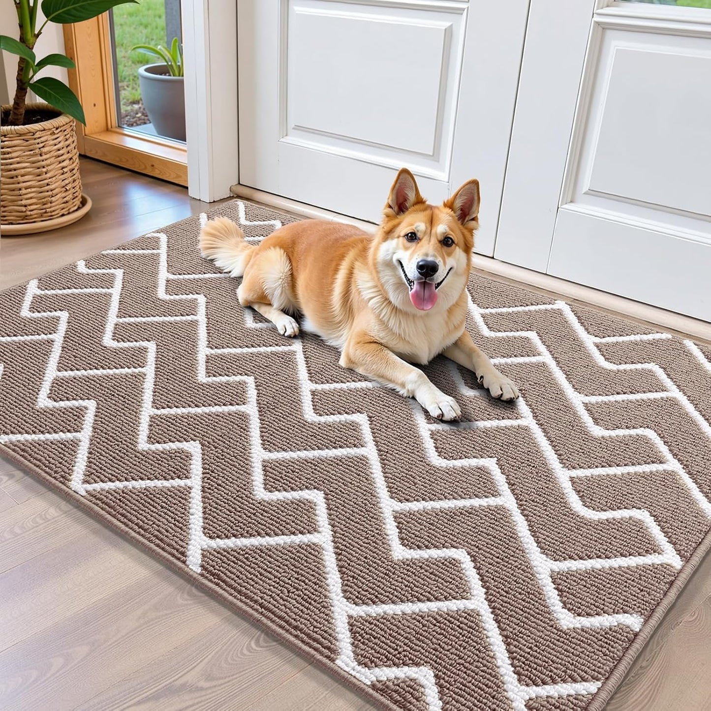 OLANLY Front Door Mat, Non-Slip Rubber Backing, Dirt Resistant and Absorbent, Washable, Easy to Clean Low-Profile Indoor Doormat for Back Door, Entryway, Inside Entrance, 32x20, Grey