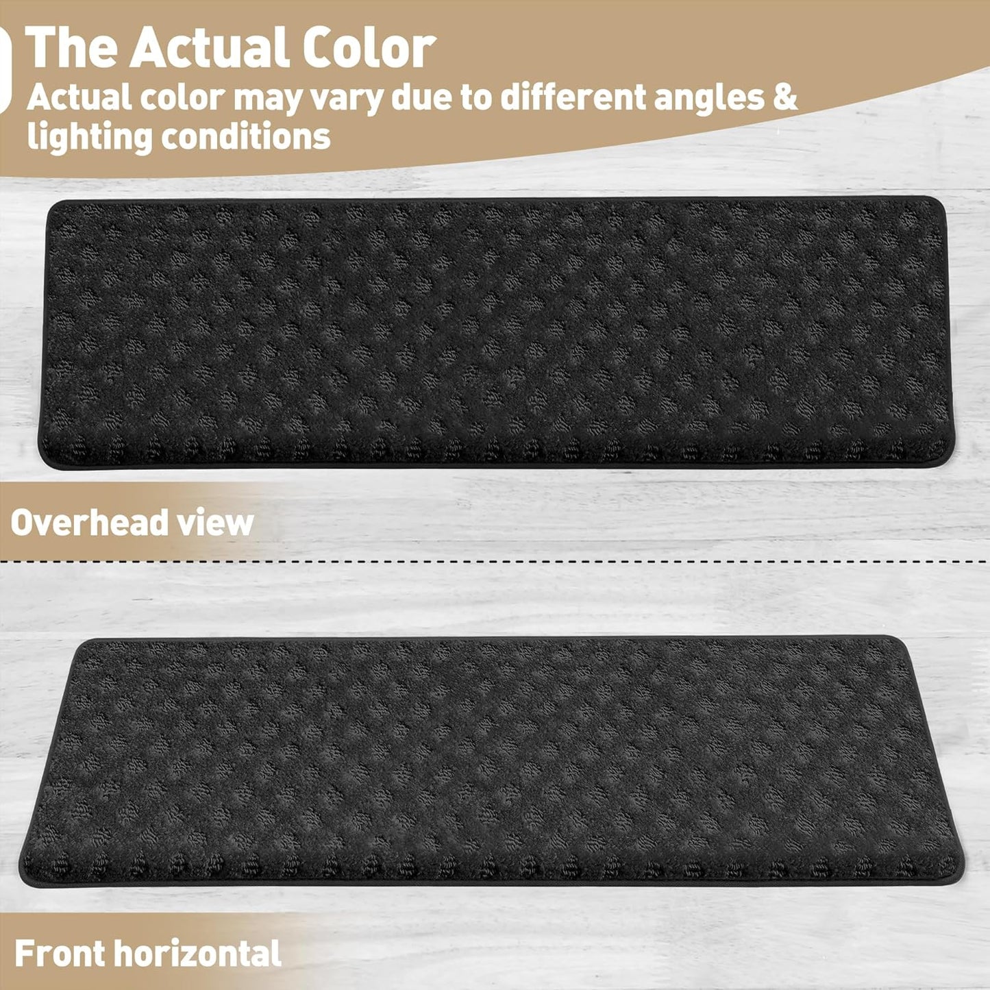 PURE ERA Carpet Stair Treads Tape Free Non Slip Indoor Stair Carpet Stair Protectors Pet-Friendly Non-Slip Skid Resistant Washable Reusable 8" x 30"(2 Pieces,Black)