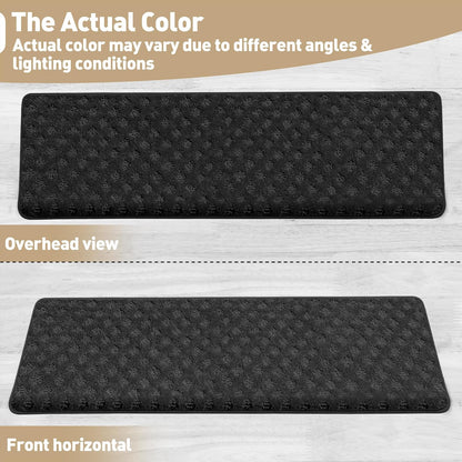 PURE ERA Carpet Stair Treads Tape Free Non Slip Indoor Stair Carpet Stair Protectors Pet-Friendly Non-Slip Skid Resistant Washable Reusable 8" x 30"(2 Pieces,Black)