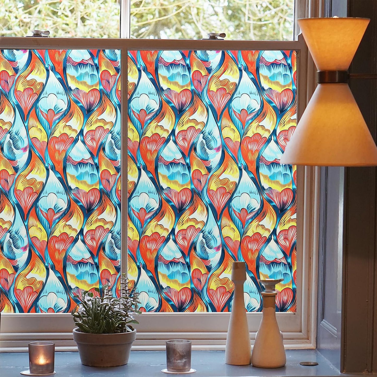 SOMWISE Frosted Glass Window Film, Heat Insulation, UV Block, Anti-Glare, One Way Privacy Tint, Static Cling for Home Bathroom Door, Renter Friendly, Day & Night Privacy
